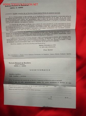 Old Documents: CUESTIONARIO POSIBLE CREACION COMERCIO DE MIELES,APICULTURA