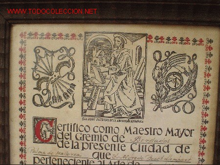 Documentos antiguos: CERTIFICADO DE MAESTRO BORDADOR. - Foto 1