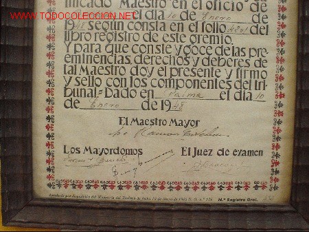 Documentos antiguos: CERTIFICADO DE MAESTRO BORDADOR. - Foto 4