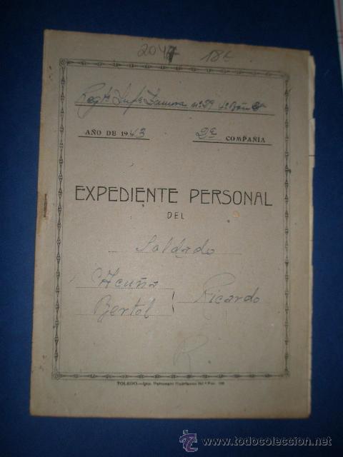 Documentos antiguos: Expediente personal de un soldado, Regimiento de Infanter&iacute;a de Zamora 29, 1943