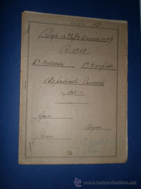 Documentos antiguos: Expediente personal de un soldado, Regimiento de Infanter&iacute;a de Zamora 29, 1943