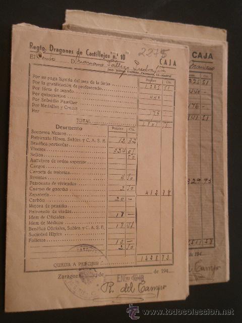 Documents Anciens: 11 recibos de sobres y pagos del Regimiento de Dragones de Castillejos n&ordm;10
