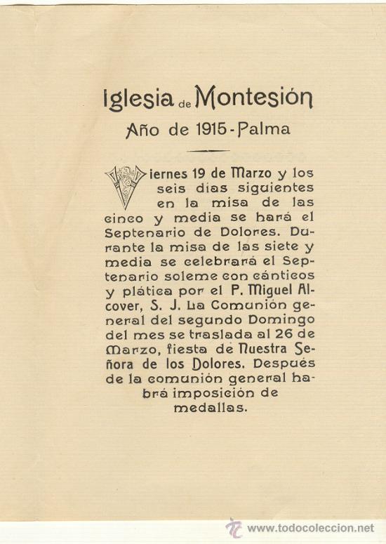 1915 documento de dos hojas iglesia de montesio Comprar