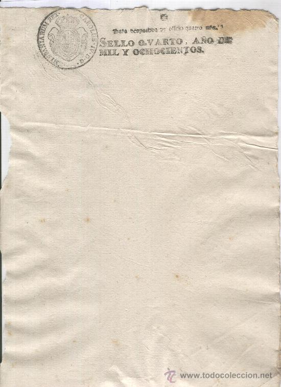 Documentos antiguos: PAPEL SELLADO PAPER SELLAT EN BLANCO.SELLO IV CARLOS IV A&Ntilde;O 1800 TIMBROLOGIA