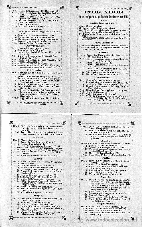 Documentos antiguos: INDICADOR INDULGENCIAS TERCIARIOS FRANCISCANOS 1903