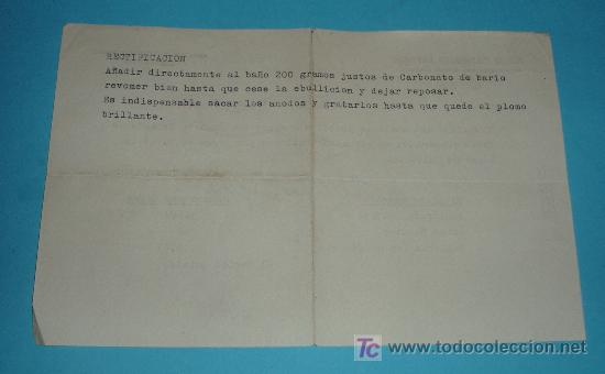 Documentos antiguos: ANALITICA DE UN BA&Ntilde;O DE CROMO - Foto 2