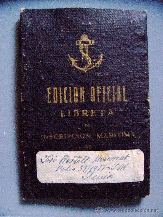 Documentos antiguos: edicion oficial libreta de inscripcion maritima, denia1942 - Foto 1