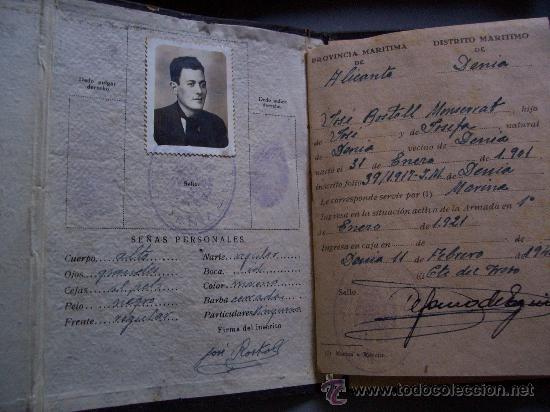Documentos antiguos: edicion oficial libreta de inscripcion maritima, denia1942 - Foto 2