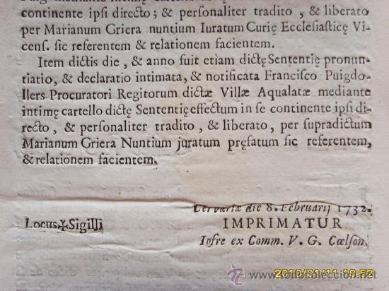 Documentos antiguos: EXCOMUNION DE UNOS IGUALADINOS DOCUMENTO del A&Ntilde;O 1732 IGUALADA - Foto 5