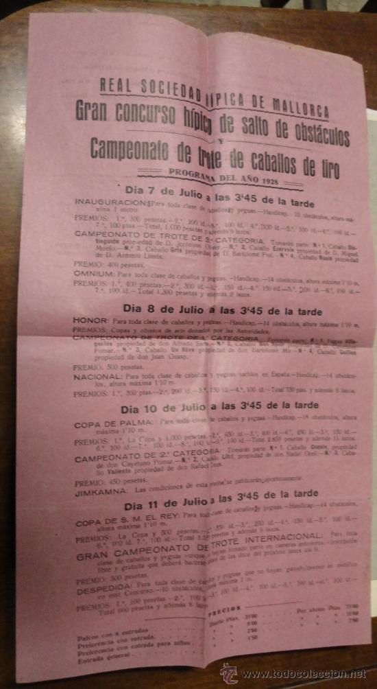 Documentos antiguos: Programa del a&ntilde;o 1928, Real Sociedad H&iacute;pica de Mallorca