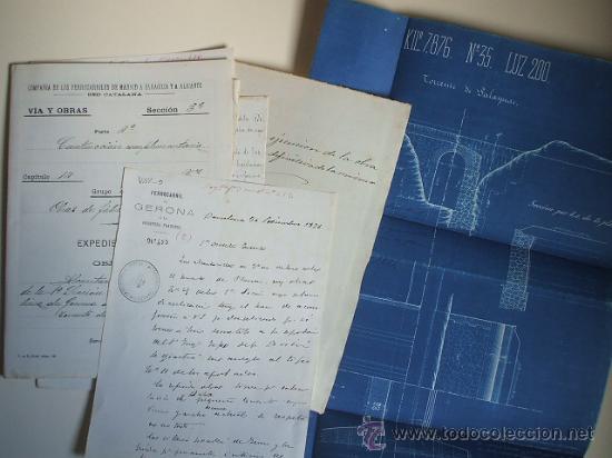 Documentos antiguos: FERROCARRIL - 1876 - Lote de documentos y plano - Foto 1