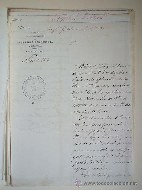 Documentos antiguos: FERROCARRIL - 1876 - Lote de documentos y plano - Foto 4