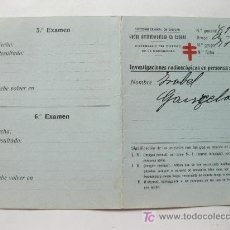 Documentos antiguos: CARTILLA DE LA LUCHA ANTITUBERCULOSA DE ESPAÑA - MADRID DISTRITO UNIVERSIDAD 1935