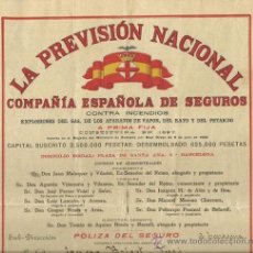 Documentos antiguos: L6-7 SEGUROS LA PREVISION NACIONAL, COMPAÑIA ESPAÑOLA DE SEGUROS POLIZA DE 1915