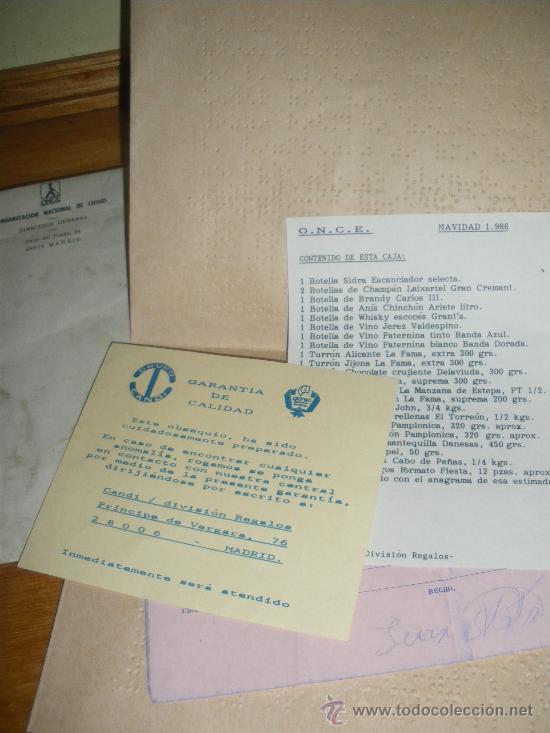 Documentos antiguos: DOCUMENTACION DE LA CESTA NAVIDE&Ntilde;A DE LA ONCE DE 1986. BRAILLE. - Foto 2