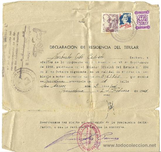 Documentos antiguos: L6-8 Reconocimiiento de la DECLARACION DE RESIDENCIA por el Alcalde 1&ordm; - Barrio FONTANA Dto. VIII d