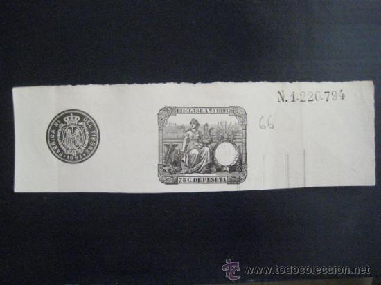 PAPEL TIMBRADO. 1891. 75 CENTIMOS DE PESETA... ENVIO GRATIS&iexcl;&iexcl;&iexcl;