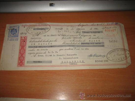 Documentos antiguos: LETRA DE CAMBIO    CACABELOS( PONFERRADA )  1961 - Foto 1