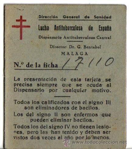 Documentos antiguos: TARJETA DIPTICO LUCHA ANTITUBERCULOSA DE ESPA&Ntilde;A. DISPENSARIO DE MALAGA A&Ntilde;OS 50