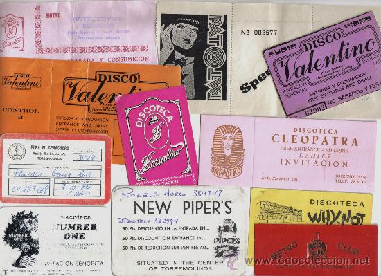Documentos antiguos: COLECCION DE 11 ENTRADAS E INVITACIONES DE TORREMOLINOS Y BENALMADENA  A&Ntilde;OS 70/80