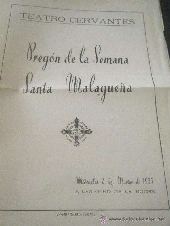 Documentos antiguos: PREG&Oacute;N SEMANA SANTA DE M&Aacute;LAGA 1955 - Foto 4