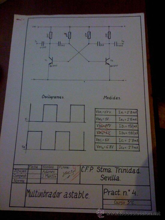 Documentos antiguos: Ejercicio de dibujo. Formaci&oacute;n Profesional Electr&oacute;nica. 1988. - Foto 1