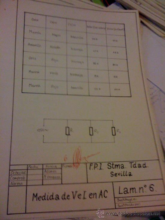 Documentos antiguos: Ejercicio de dibujo. Formaci&oacute;n Profesional Electr&oacute;nica. 1988. - Foto 1