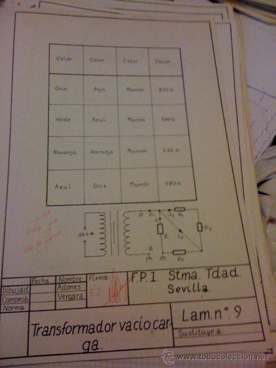 Documentos antiguos: Ejercicio de dibujo. Formaci&oacute;n Profesional Electr&oacute;nica. 1988. - Foto 1