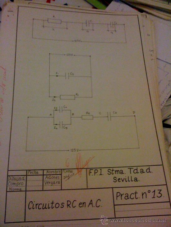 Documentos antiguos: Ejercicio de dibujo. Formaci&oacute;n Profesional Electr&oacute;nica. 1988. - Foto 1