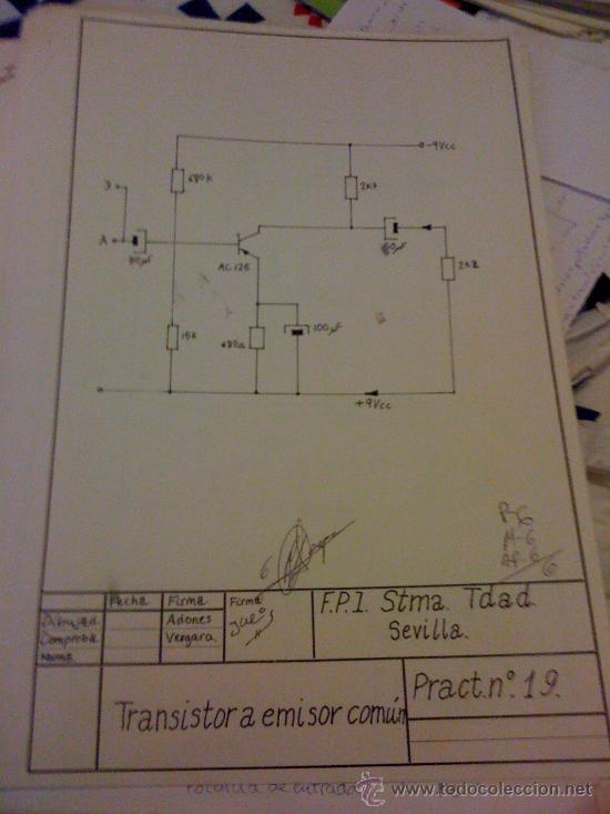 Documentos antiguos: Ejercicio de dibujo. Formaci&oacute;n Profesional Electr&oacute;nica. 1988. - Foto 1