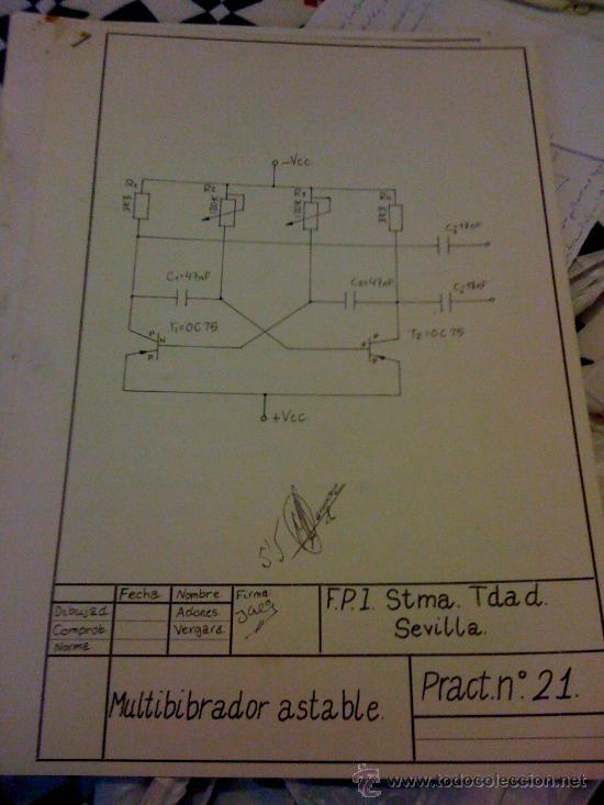 Documentos antiguos: Ejercicio de dibujo. Formaci&oacute;n Profesional Electr&oacute;nica. 1988. - Foto 1