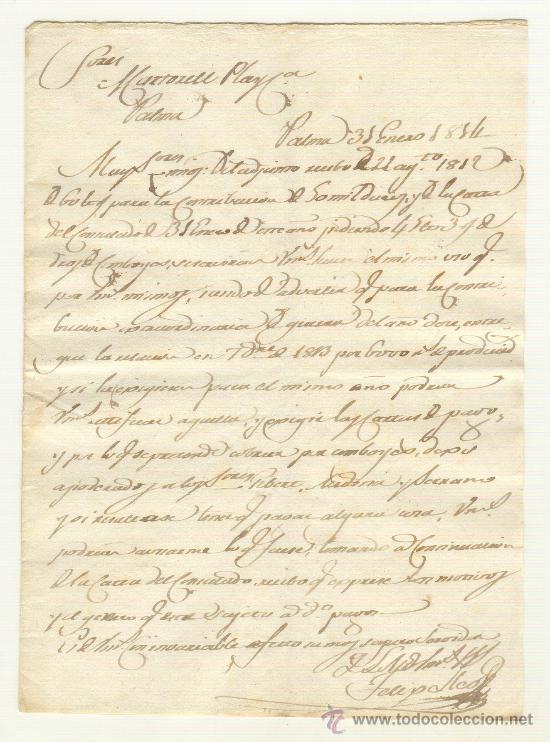 Documentos antiguos: DOCUMENTO PALMA DE MALLORCA 1814 TAMA&Ntilde;O CUARTILLA Temas diversos, guerra, consulado.