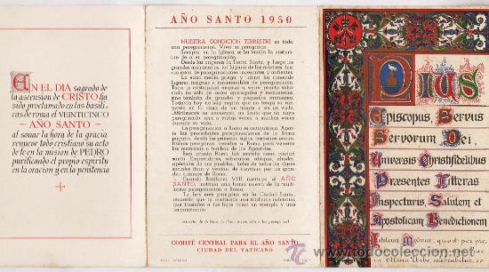 Documentos antiguos: folleto -religion -a&ntilde;o santo 1950 - roma- pio xii -ed. el comite-vaticano-ver foto-a&ntilde;o 1949-triptico