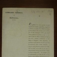 Documentos antiguos: COMISARIA GENERAL DE CRUZADA. MADRID ABRIL DE 1845. FIRMADO ORIGINAL DE JOSE ALCANTARA. CURA PARROCO. Lote 24088949