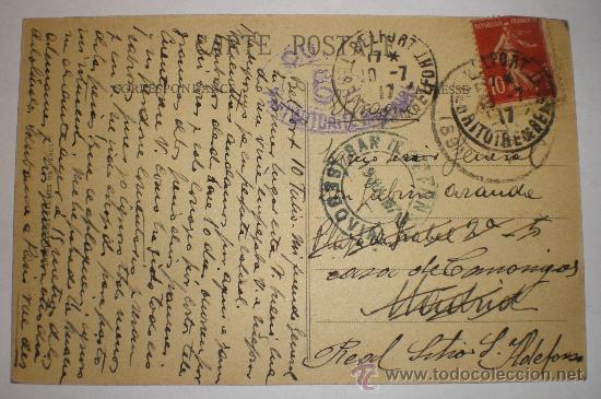 Documentos antiguos: Tarjeta Postal dirigida al Real Sitio de San Ildefonso - 1917 - Foto 1