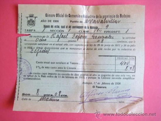 Documentos antiguos: CAMARA OFICIAL DE  COMERCIO E INDUSTRIA. FEBRERO DE 1936... ENVIO GRATIS&iexcl;&iexcl;&iexcl;