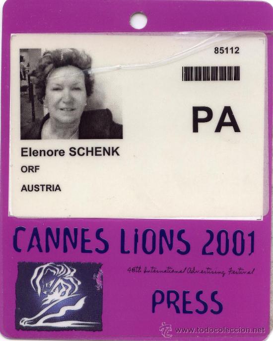 Old Documents: carnet pase de prensa, para el 48 festival internacional de cine de Cannes 2001