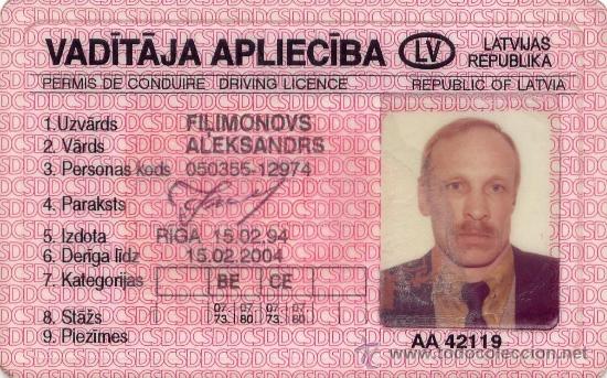Documenti antichi: permiso-licencia- carnet de conducir de la Rep&uacute;blica B&aacute;ltica de Letonia, 1994