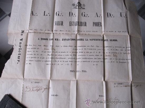 Documentos antiguos: RARISIMO DOCUMENTO MASONICO DE LA AMERICA HISPANA.  PRIMERA MITAD DEL S. XIX