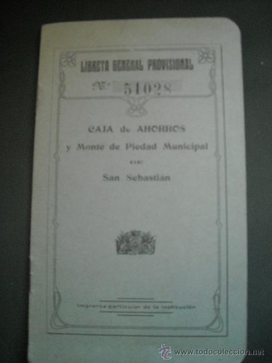 Documentos antiguos: CAJA DE AHORROS Y MONTE DE PIEDAD MUNICIPAL SAN SEBASTIAN, LIBRETA GENERAL PROVISIONAL. A&Ntilde;OS 20