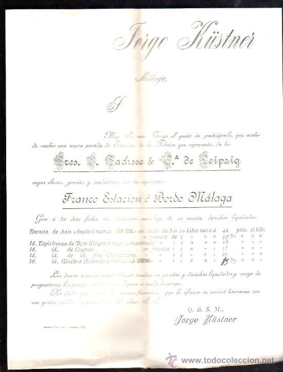 Documentos antiguos: LISTA DE PRECIOS DE JORGE KUSTNER. MALAGA - Foto 1