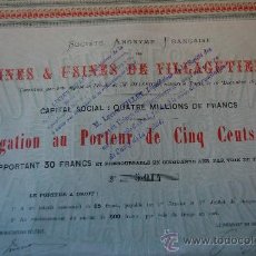 Documentos antiguos: ACCIÓN MINAS Y FABRICAS DE VILLAGUTIERREZ - CIUDAD REAL 1872. Lote 28867014