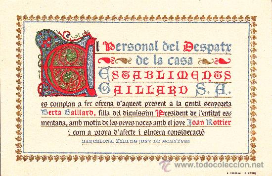 Documentos antiguos: Establiments Gallard, S.A. Barcelona 1928