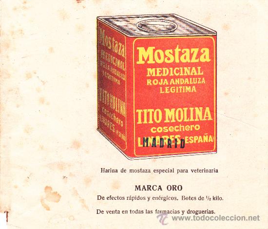 Documentos antiguos: Mostaza medicinal Roja andaluza Tito molina Linares - Madrid