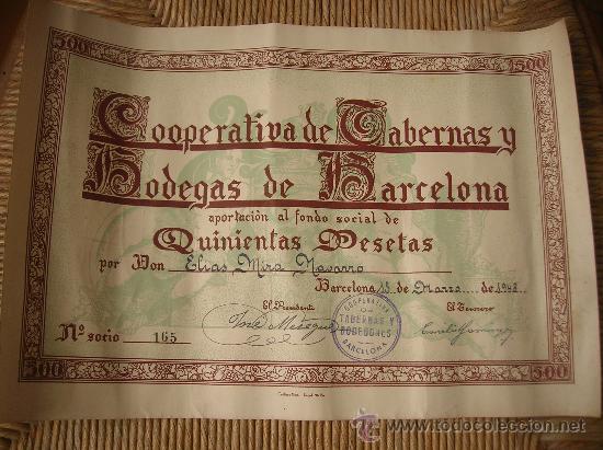 Documentos antiguos: COPERATIVA  DE   TABERNAS    Y     BODEGAS     DE     BARCELONA  -1948 - Foto 1