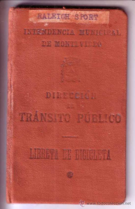 Old Documents: LIBRETA  DE BICICLETA - EMITIDA EN 1943 EN URUGUAY para poder circular - Modelo RALEIGH SPORT-raro!