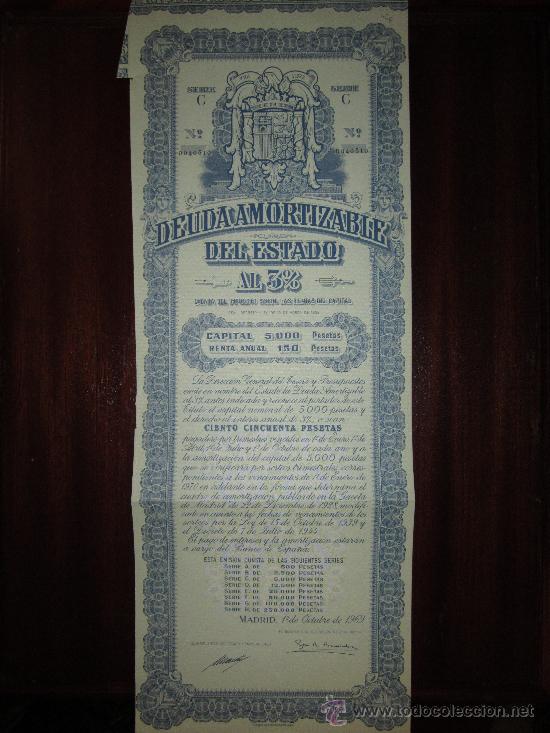 Documentos antiguos: DEUDA AMORTIZABLE DEL ESTADO AL 3%. MADRID, 1969 - Foto 1