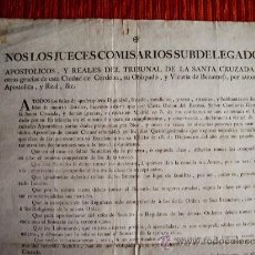 Documentos antiguos: 1782-TRIBUNAL SANTA CRUZADA.OBISPADO CÓRDOBA Y VICARÍA DE BENAMEJÍ