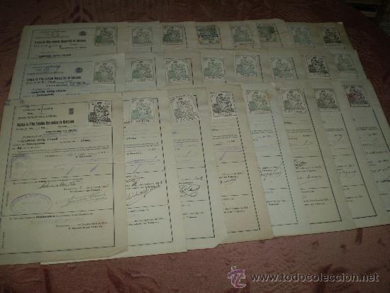 Documentos antiguos: 24 sellos sobre papeletas de examen, de 0,15 ptas y 0,25 ptas