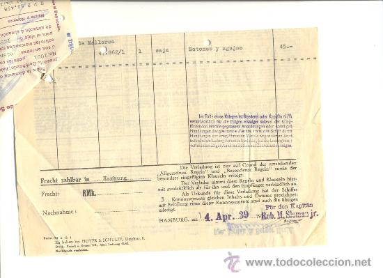 Documentos antiguos: DOCUMENTO LINEA MARITIMA A&Ntilde;O 1939 - Foto 2
